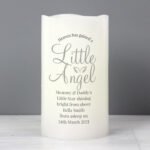 Personalised 'Heaven Has Gained A Little Angel' LED Pillar Candle - Image 3