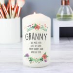 Personalised Any Message Floral Design Pillar Candle
