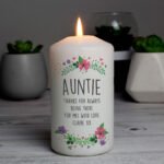 Personalised Any Message Floral Design Pillar Candle - Image 4