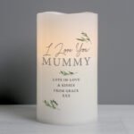 Personalised Any Message Botanical Design LED Pillar Candle