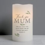 Personalised Any Message Botanical Design LED Pillar Candle - Image 2