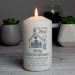 Personalised Boys 'On Your First Holy Communion' Pillar Candle - Image 2