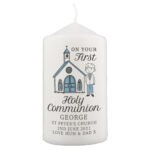 Personalised Boys 'On Your First Holy Communion' Pillar Candle - Image 3