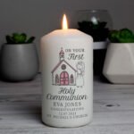 Personalised Girls 'On Your First Holy Communion' Pillar Candle - Image 2