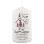 Personalised Girls 'On Your First Holy Communion' Pillar Candle - Image 3