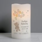 Personalised Teddy & Balloons Design New Baby Night Light LED Pillar Candle - Image 3