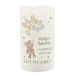 Personalised Teddy & Balloons Design New Baby Night Light LED Pillar Candle - Image 4