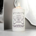 Personalised Grey Papercut Design Pillar Candle - Image 2