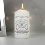Personalised Grey Papercut Design Pillar Candle - Image 4