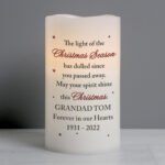 Personalised 'The Light of The Christmas Season' Memorial LED Pillar Candle - Image 3