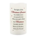Personalised 'The Light of The Christmas Season' Memorial LED Pillar Candle - Image 4