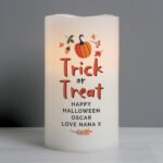 Personalised Any Message 'Trick or Treat' Halloween LED Pilar Candle - Image 4