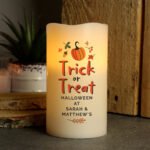 Personalised Any Message 'Trick or Treat' Halloween LED Pilar Candle - Image 5