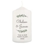 Personalised Any Message Botanical Design Pillar Candle - Image 3