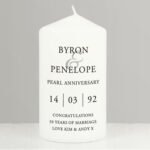 Personalised Couples Wedding/Anniversary Pillar Candle - Image 4