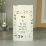 Personalised Any Message Botanical Design LED Pillar Candle