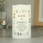 Personalised Any Message Botanical Design LED Pillar Candle - Image 3