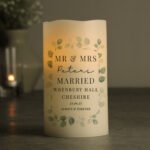 Personalised Any Message Botanical Design LED Pillar Candle - Image 4