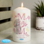 Personalised Me to You 'Mum' Floral Design Pillar Candle