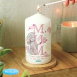 Personalised Me to You 'Mum' Floral Design Pillar Candle - Image 2