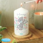 Personalised Me to You Any Message Pastel Floral Design Pillar Candle - Image 2