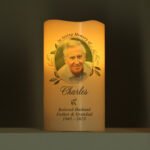Personalised Botanical Design Memorial Photo Upload LED Pillar Candle - Image 3