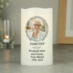 Personalised 'Light In Our Hearts' Memorial Photo Upload LED Pillar Candle