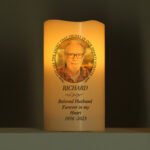 Personalised 'Light In Our Hearts' Memorial Photo Upload LED Pillar Candle - Image 4
