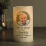 Personalised 'Light In Our Hearts' Memorial Photo Upload LED Pillar Candle - Image 5