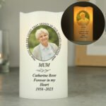 Personalised 'Light In Our Hearts' Memorial Photo Upload LED Pillar Candle - Image 6