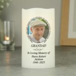 Personalised 'Light In Our Hearts' Memorial Photo Upload LED Pillar Candle - Image 2