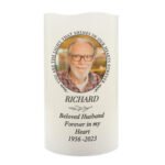 Personalised 'Light In Our Hearts' Memorial Photo Upload LED Pillar Candle - Image 3