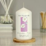Personalised Any Message Birth Flower Design Pillar Candle - Image 10
