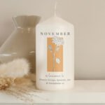 Personalised Any Message Birth Flower Design Pillar Candle - Image 11