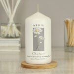 Personalised Any Message Birth Flower Design Pillar Candle - Image 4