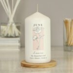 Personalised Any Message Birth Flower Design Pillar Candle - Image 6