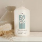 Personalised Any Message Birth Flower Design Pillar Candle - Image 7