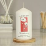 Personalised Any Message Birth Flower Design Pillar Candle - Image 8