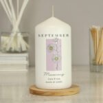 Personalised Any Message Birth Flower Design Pillar Candle - Image 9