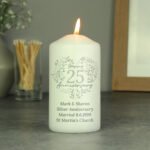 Personalised ‘Happy 25th Anniversary’ Heart Design Pillar Candle - Image 2