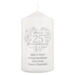 Personalised ‘Happy 25th Anniversary’ Heart Design Pillar Candle - Image 5