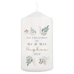 Personalised Any Message Christmas Foliage Design Pillar Candle - Image 6