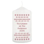 Personalised Any Message Christmas Fair Isle Design Pillar Candle - Image 5