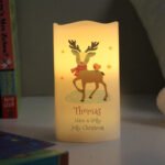 Personalised Children's Christmas Reindeer Design LED Pillar Candle - Image 2