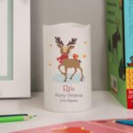 Personalised Children's Christmas Reindeer Design LED Pillar Candle - Image 3