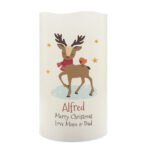 Personalised Children's Christmas Reindeer Design LED Pillar Candle - Image 4