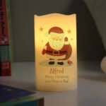 Personalised Children's Christmas Santa Design LED Pillar Candle - Image 2