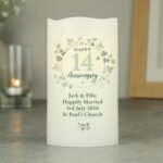 Personalised Any Message Botanical Design Anniversary LED Pillar Candle - Image 2