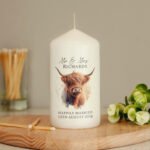 Personalised Any Message Highland Cow Design Pillar Candle - Image 2