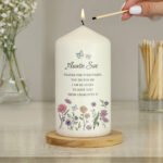 Personalised Any Message Wild Flowers Design Pillar Candle - Image 2